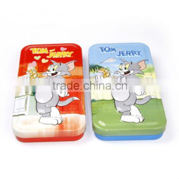 Two layers Tin Cartoon Students Pencil Case