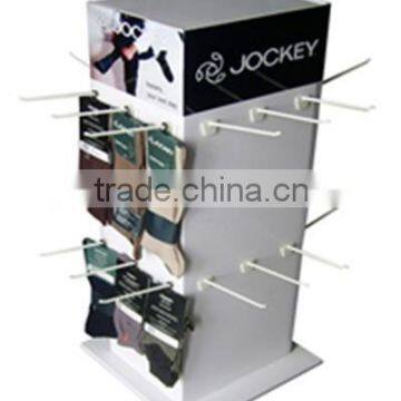 supermarket retail cardboard floor hook display stand for socks