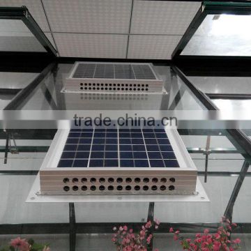 Greenhouse solar powered 15W and 12V ventilation fan