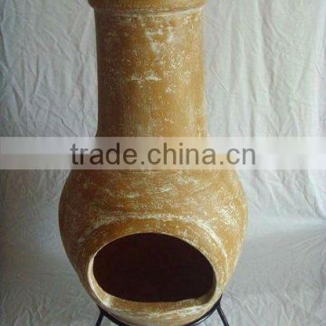 clay chimney with metal stand, fire shelf and lid