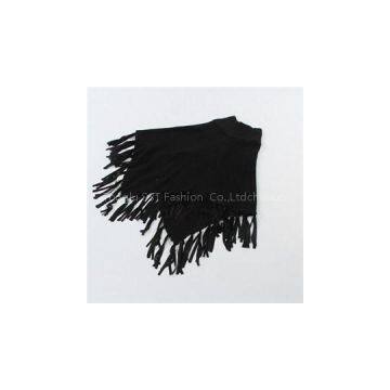 Latest design acrylic cable knitted shawl with suede tassels