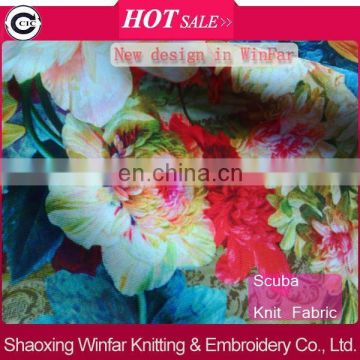 Shaoxing winfar new design digital print scuba / air layer knit fabric for garment