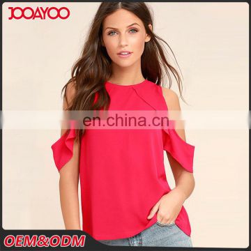 Summer ladies casual tops cold shoulder woman top blouse