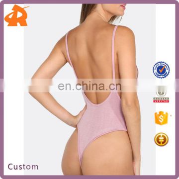 China Factory Sex Girl Shapewear Pink Spaghetti Strap Drop Armhole Backless Women Bodysuit