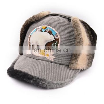 Caps Suppliers custom embroidered winter wool baseball cap hat with earflap