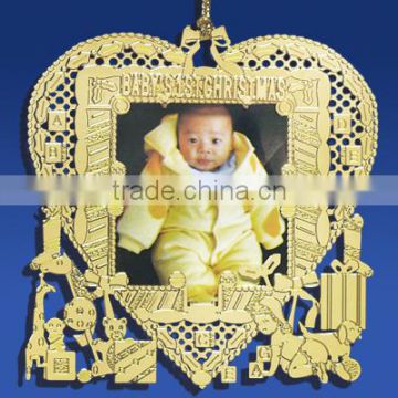 personalized brass ornament with printed image