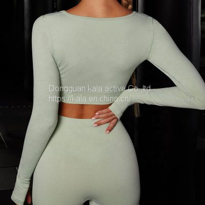 Wholesales Work Out Sets Fitness Seamless Fashion Sport Casual Yoga Pant Suit Customize