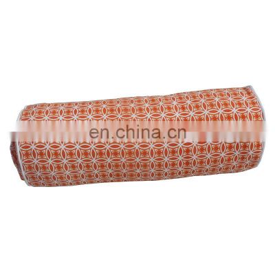 Cotton or Buckwheat Filled Saffron Cylindrical Bolster for yoga practice