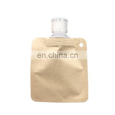 Custom Printing Kraft Paper Spout pouches reusable liquid drink pouch doypack with spout for water juice