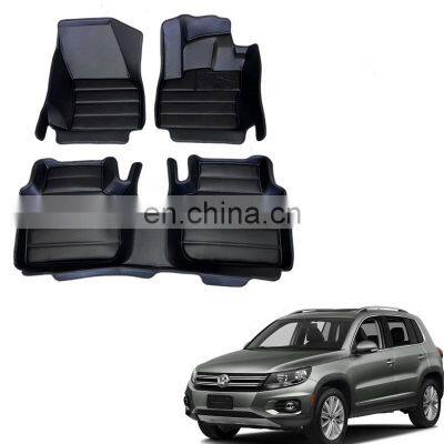 HFTM Customized Decorative original car kick full floor mat wrap 5D HOT-Pressed PU Leather carpet for Volkswagen Tiguan2016+