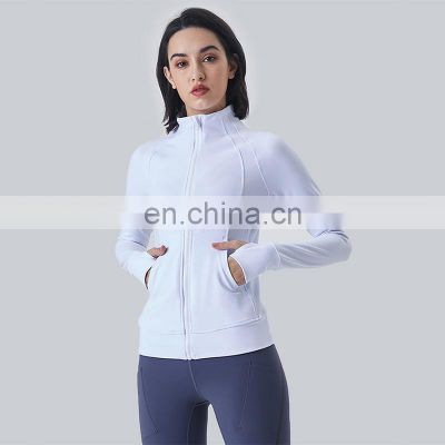 Hot Sweat Wicking Long Sleeves Fitness Sports Coat  Gym Activewear Front Zip Yoga Jacket Top For Women
