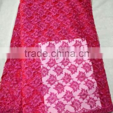 YL006-1 fushia color african lace wedding material tulle fabric