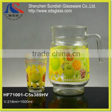 Printed handle glass jug