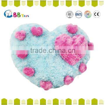 ICTI customized stuffed cute blue Heart-shaped pillow plush toys for kids