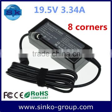 Guangdong wholesale input 100-240v 50/60 hz universal laptop adapter for Dell 19.5V 3.34A