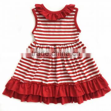2016 wholesale casual red stripes patriotic dress kids cotton dress
