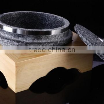 Stone cooker pot with wood frame chinese granite