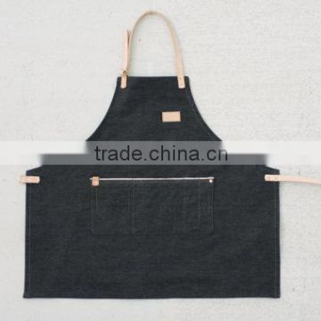Custom high quality denim apron with leather