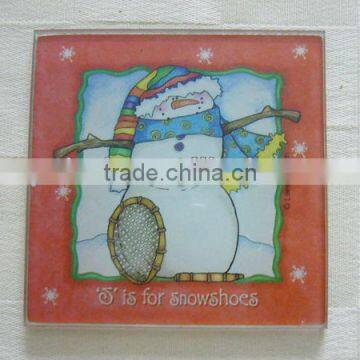 square glass coaster with christmas design,any patterns available