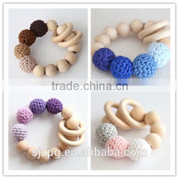 Infant teething bracelet crochet wood beads baby teething necklace toy