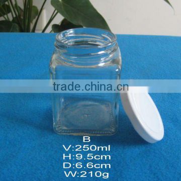 square glass container, clear glass mason jar