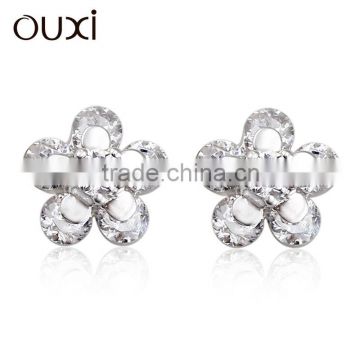 OUXI 2015 Factory direct price unique fashion flower earrings Made With Crystal