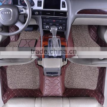 Car floor mats with antiflaming PU leather full edgeing