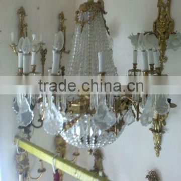 antique crystal chandelier , brass chandelier