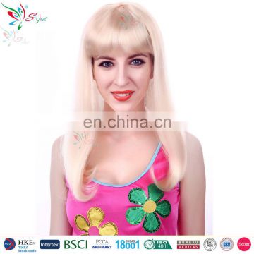 fashion women party synthetic fibre blonde straight long hair wig for woman