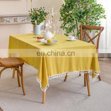 New design wholesale home kitchen decoration modern design cotton woven  tablecloth with tassels