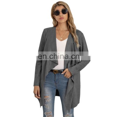 Clothing wholesale custom fashion trend casual jacket lapel pleated solid color cardigan large size loose jacket