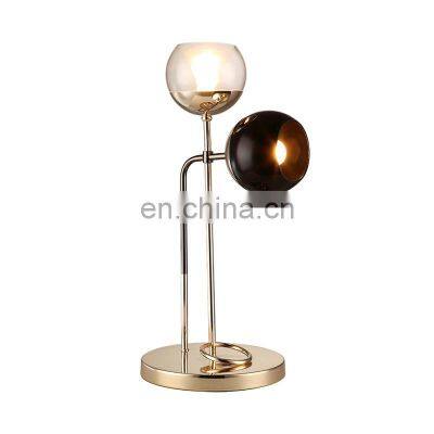 Luxury Modern Metal Bedroom Living Room Glass Table Lamp Black Gold LED Desk Light for Home Decoration