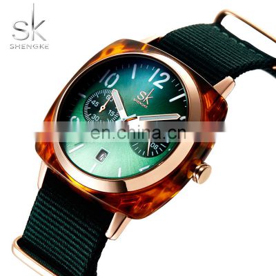 SHENGKEG Retro Stylish Functional Handwatches Nylon Band Chronograph WristwatchReloj Para Mujer Dropshipping Watches K0097L