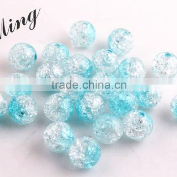 Aqua Color Wholesales 6mm to 16mm Acrylic Crackle Beads for Little Girl Chunky Necklace jewelry