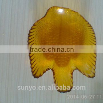 Hot Sale Fish Shaped Amber Colored Glass Salad Bowl Plate