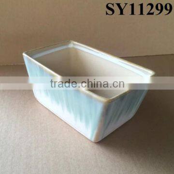 Indoor ceramic rectangular flower pot