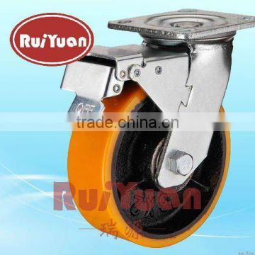 Heavy Duty cast iron pu wheel with locking casters