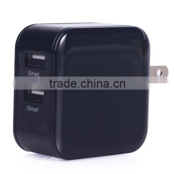 2.4A Dual USB Wall Charger Travel Charger Foldable Plug for iPhone 6S, iPad, Sam