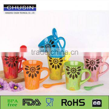 Flower design ceramic coffee mug cup