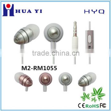 metal bullet earbud with metal microphone handsfree wired earphone