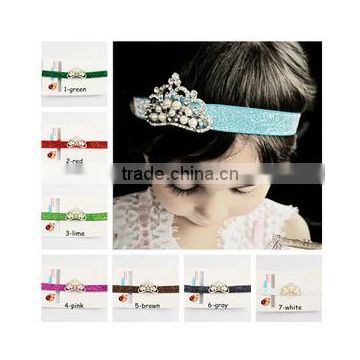 New arrival Kids pearls Crown accessories, glittery elastic head wraps