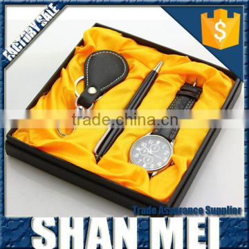 fashion design pen watch keychain gift set with strong pretty box