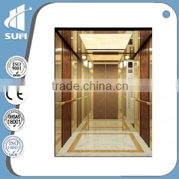 1000kg machine roomless passenger lift with mirro etching cabin