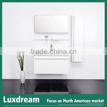 Beautiful Simple White Wall Hung Bathroom Vanity with Side Cabinet