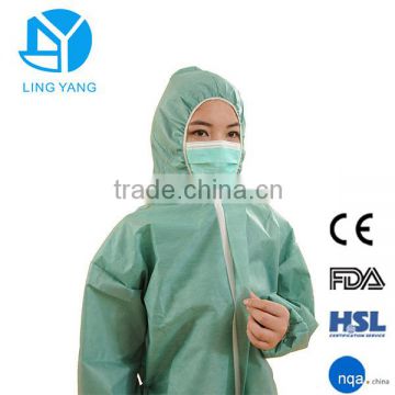 disposable blue PP front zipper coverall