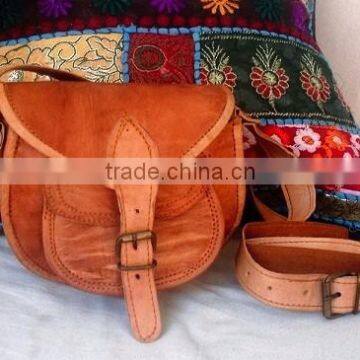 pure leather vintage style side bags/leather saddle bags/brown leather bags