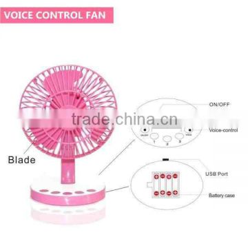 Mini Colorful Voice Sensor plastic hand fan hot new products for 2015