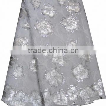 African organza lace with sequins embroidery CL8103-5silver