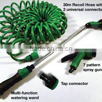 Garden 30m super coil hose with multi-function watering wand