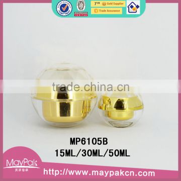 Hot sale with good quality double wall with beauty ball made in china square golden acrylic cream jar
